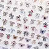 Sevimli koala desenli 80 parça suya dayanıklı vinyl sticker seti