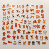 Sevimli köpek çizimli 80 parça suya dayanıklı vinil sticker paketi