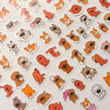 Sevimli köpek çizimli 80 parça suya dayanıklı vinil sticker paketi
