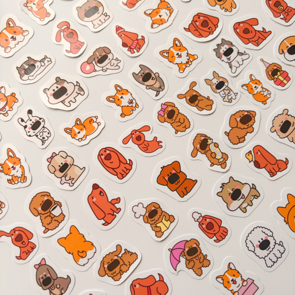 Sevimli Köpekler 80 Parça Sticker Paketi Kaliteli Su Geçirmez Laptop Termos Telefon Etiket Seti
