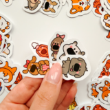 Sevimli köpek çizimli 80 parça suya dayanıklı vinil sticker paketi