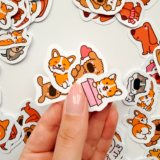 Sevimli köpek çizimli 80 parça suya dayanıklı vinil sticker paketi