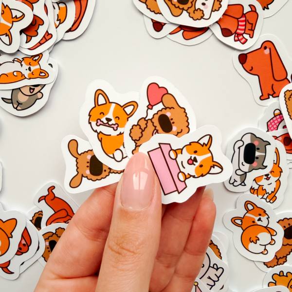 Sevimli Köpekler 80 Parça Sticker Paketi Kaliteli Su Geçirmez Laptop Termos Telefon Etiket Seti