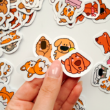 Sevimli köpek çizimli 80 parça suya dayanıklı vinil sticker paketi