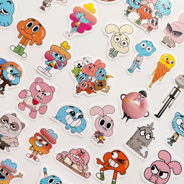 Gumball 40 Parça Sticker Paketi Suya Dayanıklı Laptop Termos Telefon Etiket Seti