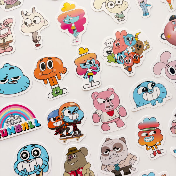 Gumball 40 Parça Sticker Paketi Suya Dayanıklı Laptop Termos Telefon Etiket Seti