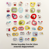 Sevimli diş karakterli 40 parça suya dayanıklı vinyl sticker paketi