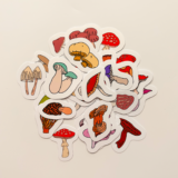 Renkli mantar çizimli 30 parça suya dayanıklı vinil sticker paketi