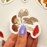 Renkli mantar çizimli 30 parça suya dayanıklı vinil sticker paketi