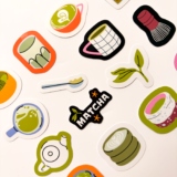 Matcha latte temalı 15 parça suya dayanıklı vinyl sticker seti
