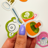 Matcha latte temalı 15 parça suya dayanıklı vinyl sticker seti