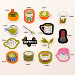 Matcha Latte Temalı 15 Parça Sticker Paketi Suya Dayanıklı Ajanda Laptop Termos Telefon Etiket Seti