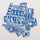 Akdeniz Esintisi mavi beyaz motifli 51 parça suya dayanıklı sticker paketi
