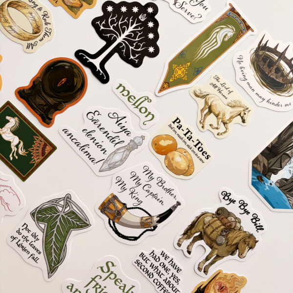 Yüzüklerin Efendisi LOTR Fan Illustrations 22 Parça Sticker Paketi Suya Dayanıklı Laptop Termos Telefon Etiket Seti