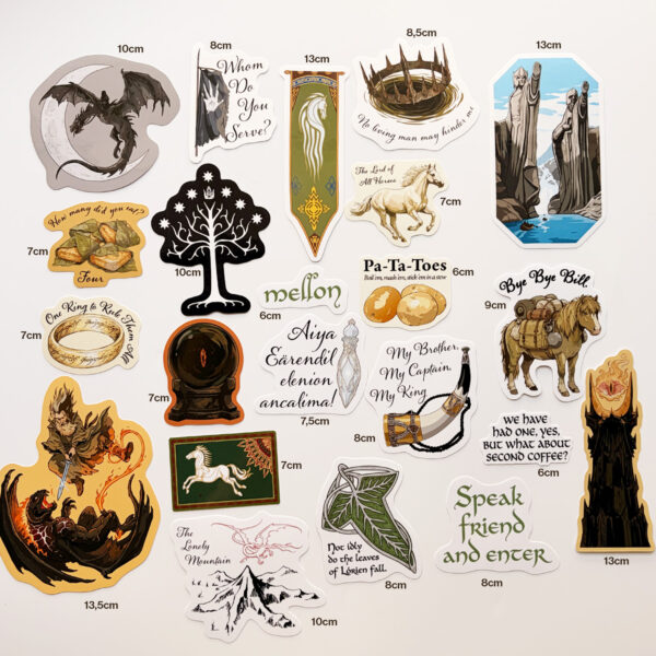 Yüzüklerin Efendisi LOTR Fan Illustrations 22 Parça Sticker Paketi Suya Dayanıklı Laptop Termos Telefon Etiket Seti