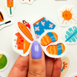 Renkli yaz tatili temalı 73 parça mix sticker paketi, suya dayanıklı vinil etiketler
