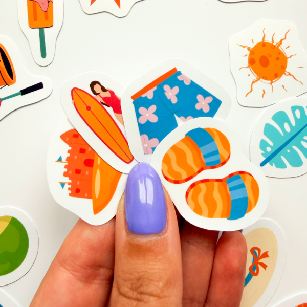Renkli Yaz Tatili Temalı 73 Parça Mix Sticker Paketi Summer Suya Dayanıklı Laptop Termos Telefon Etiket Seti