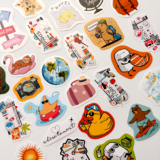Tatil ve seyahat temalı 30 parça suya dayanıklı vinil sticker paketi