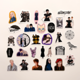 Wednesday 30 parça suya dayanıklı vinil sticker paketi ve etiket seti