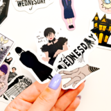 Wednesday 30 parça suya dayanıklı vinil sticker paketi ve etiket seti