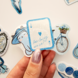 Mavi renk temalı hologram stickerlar 21 adet suya dayanıklı sticker paketi Baprile