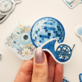 Mavi renk temalı hologram stickerlar 21 adet suya dayanıklı sticker paketi Baprile