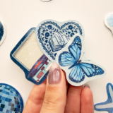 Mavi renk temalı hologram stickerlar 21 adet suya dayanıklı sticker paketi Baprile