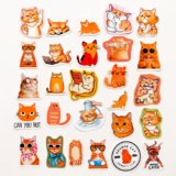 Turuncu kedi desenli 27 parça suya dayanıklı vinyl sticker paketi