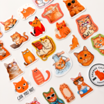 Turuncu Kediler 27 Parça Sticker Paketi Suya Dayanıklı Ajanda Laptop Termos Telefon Etiket Seti