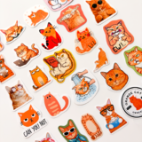 Turuncu kedi desenli 27 parça suya dayanıklı vinyl sticker paketi