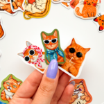 Turuncu Kediler 27 Parça Sticker Paketi Suya Dayanıklı Ajanda Laptop Termos Telefon Etiket Seti