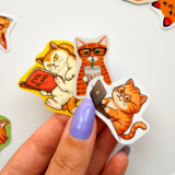 Turuncu kedi desenli 27 parça suya dayanıklı vinyl sticker paketi