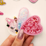 Pembe renk temalı hologram stickerlar 21 adet suya dayanıklı sticker paketi Baprile