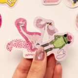 Pembe renk temalı hologram stickerlar 21 adet suya dayanıklı sticker paketi Baprile