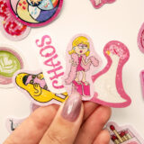 Pembe renk temalı hologram stickerlar 21 adet suya dayanıklı sticker paketi Baprile