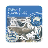 Baprile Marine Life koleksiyonu yunus balina deniz kaplumbağası vatoz sticker paketi 30 adet suya dayanıklı parlak vinil