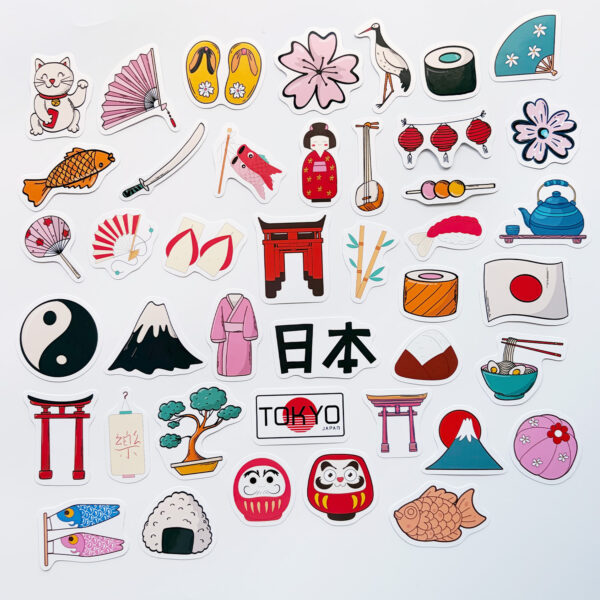 Japon Temalı Kültürel 42 Adet Sticker Paketi Japonya Laptop Termos Telefon Etiket Seti