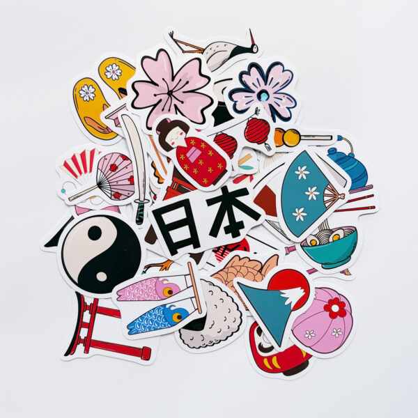 Japon Temalı Kültürel 42 Adet Sticker Paketi Japonya Laptop Termos Telefon Etiket Seti