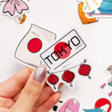 Japon temalı kültürel 42 adet suya dayanıklı parlak vinil sticker paketi
