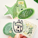 Baprile yeşil renk temalı 21 adet yıldız desenli hologram sticker paketi