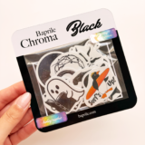 Siyah Renk Temalı Hologram Stickerlar 21 Adet Sticker Paketi Suya Dayanıklı Laptop Termos Telefon Etiket Seti