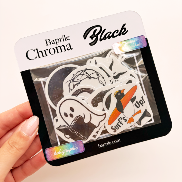 Siyah Renk Temalı Hologram Stickerlar 21 Adet Sticker Paketi Suya Dayanıklı Laptop Termos Telefon Etiket Seti
