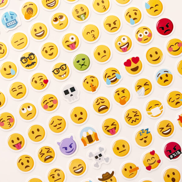 Emojiler Mix Duygu Yüz İfadeleri 96 Adet Suya Dayanıklı Vinyl Sticker Paketi Baprile