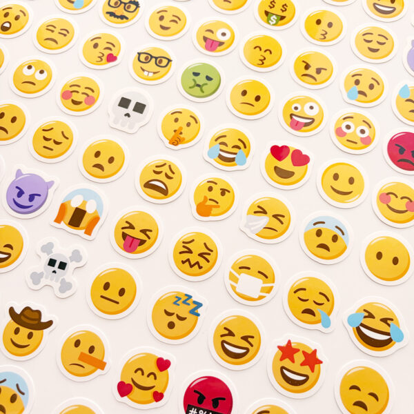 Emojiler Mix Duygu Yüz İfadeleri 96 Adet Suya Dayanıklı Vinyl Sticker Paketi Baprile