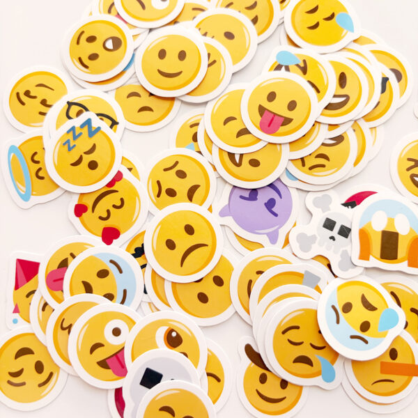 Emojiler Mix Duygu Yüz İfadeleri 96 Adet Suya Dayanıklı Vinyl Sticker Paketi Baprile