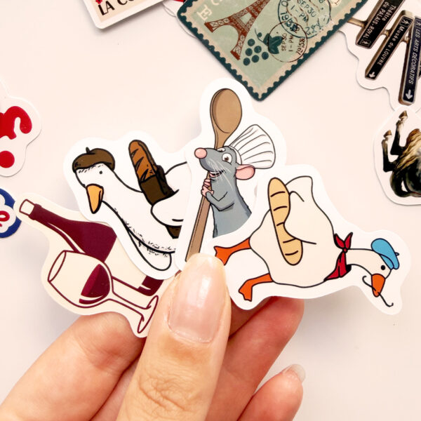 Fransa temalı 22 parça suya dayanıklı vinil sticker ve etiket seti