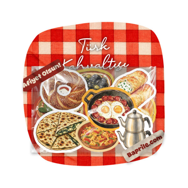 Türk Kahvaltısı 15 Adet Suya Dayanıklı Vinil Sticker Seti
