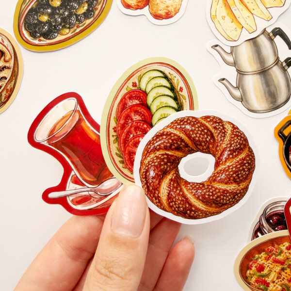 Türk Kahvaltısı 15 Adet Suya Dayanıklı Vinil Sticker Seti