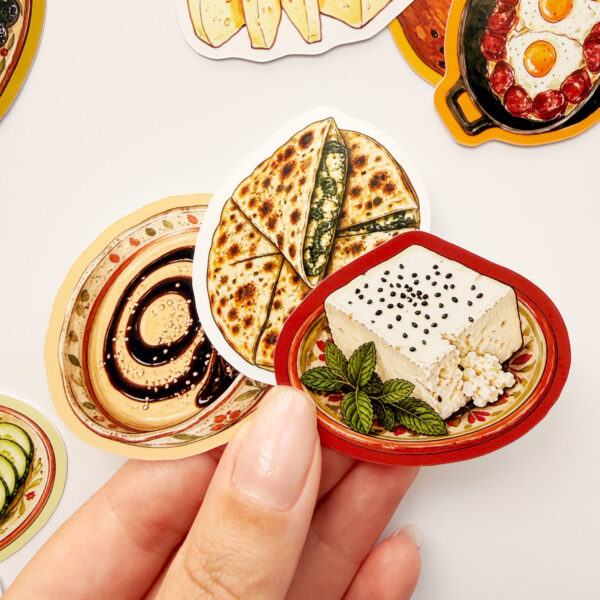 Türk Kahvaltısı 15 Adet Suya Dayanıklı Vinil Sticker Seti