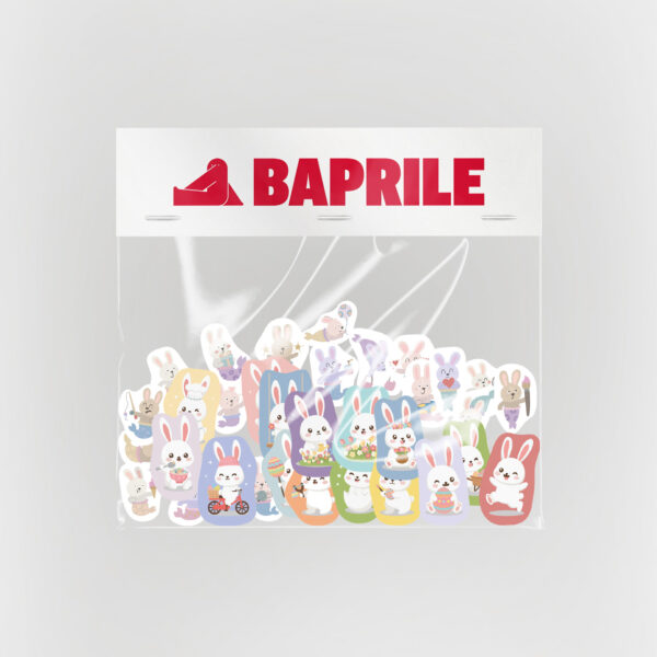 Tavşanlar 60 adet suya dayanıklı parlak vinil sticker paketi